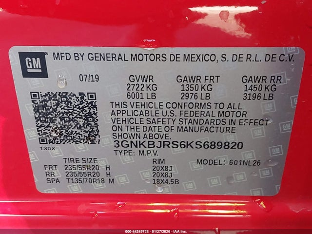 3GNKBJRS6KS689820 Chevrolet BLAZER RS