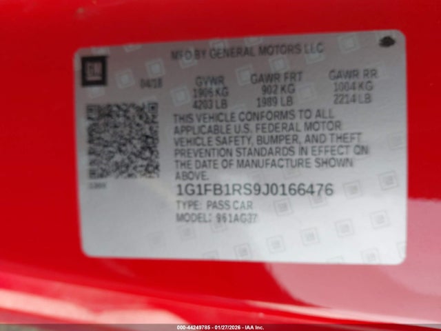 1G1FB1RS9J0166476 Chevrolet Camaro 1lt