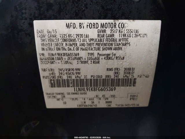 2015 LINCOLN MKS 1LNHL9EK8FG605369 Photo 8