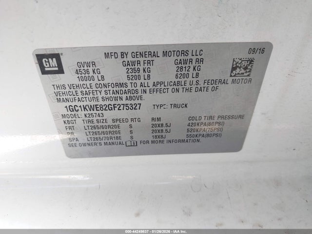 1GC1KWE82GF275327 Chevrolet Silverado 2500hd Ltz