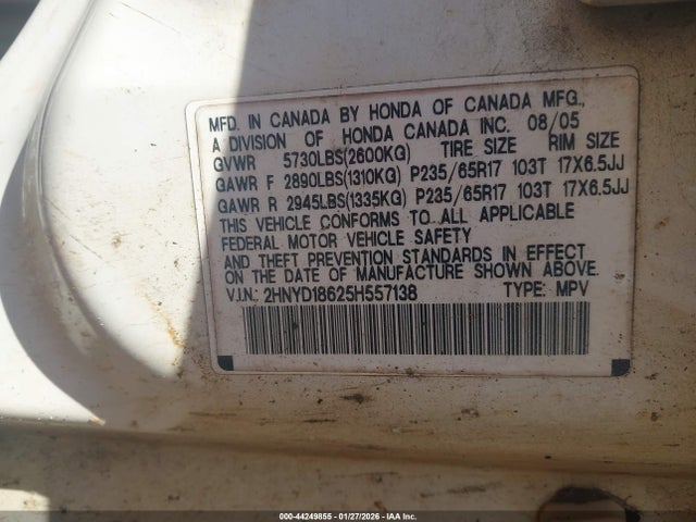 2005 ACURA MDX 2HNYD18625H557138 Photo 8