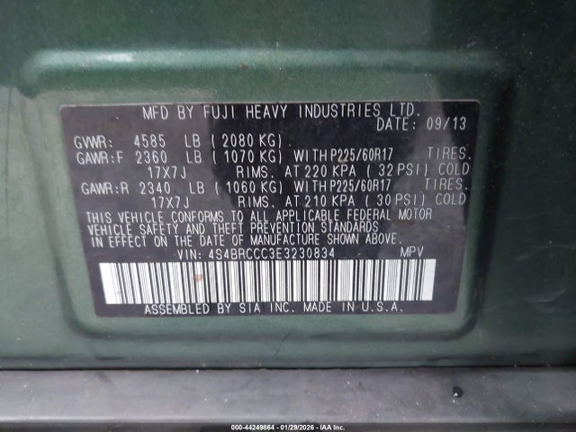 Subaru Outback 2.5i Premium 2014 4S4BRCCC3E3230834 Image 9