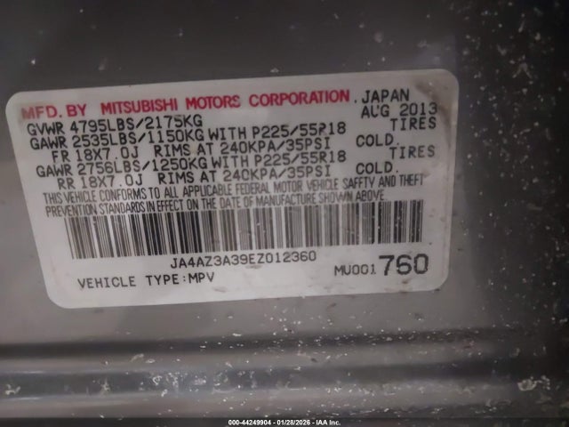 2014 MITSUBISHI OUTLANDER JA4AZ3A39EZ012360 Photo 8