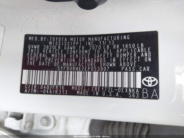 Toyota COROLLA LE 2014 5YFBURHE7EP053907 Image 9
