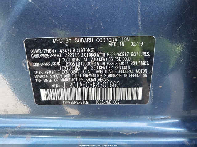 Subaru Crosstrek 2.0i Premium 2019 JF2GTAEC5K8301660 Image 9