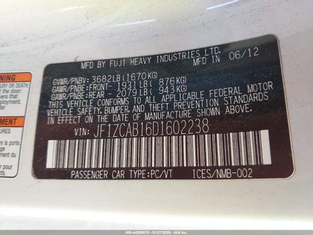 2013 SUBARU BRZ JF1ZCAB16D1602238 Photo 8