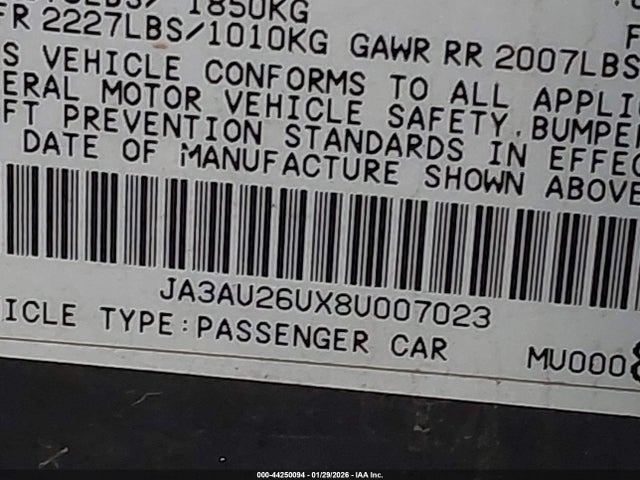 2008 MITSUBISHI LANCER JA3AU26UX8U007023 Photo 8