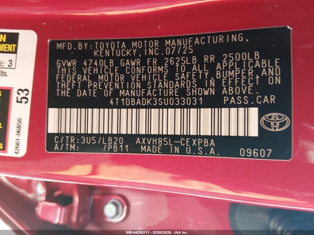 Toyota CAMRY XSE 2025 4T1DBADK3SU033031 Image 9