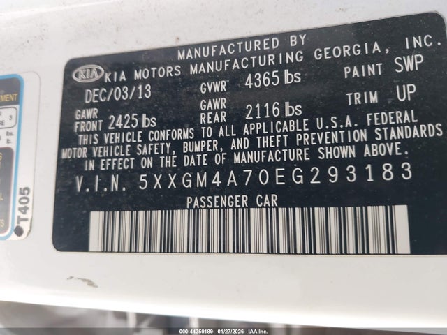 5XXGM4A7OEG293183 KIA Optima Lx