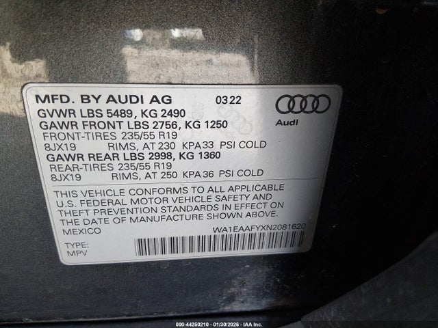 2022 AUDI Q5 WA1EAAFYXN2081620 Photo 8