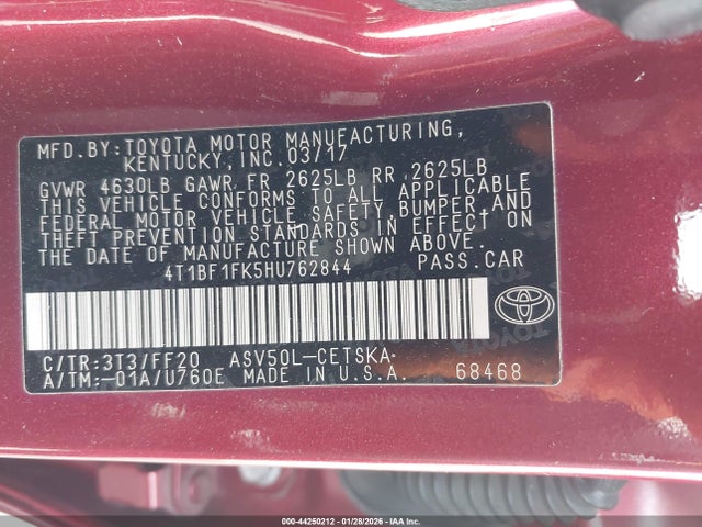 Toyota CAMRY SE 2017 4T1BF1FK5HU762844 Image 9