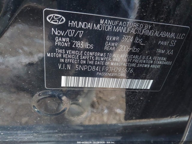 Aukcja sprzedaży 2018 Hyundai Elantra Sel, vin: 5NPD84LF9JH293676, numer aukcji: 44250228