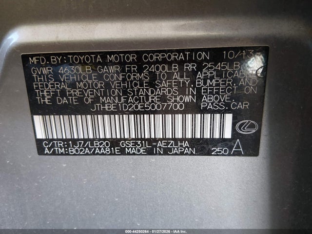 2014 LEXUS IS 350 JTHBE1D20E5007700 Photo 8