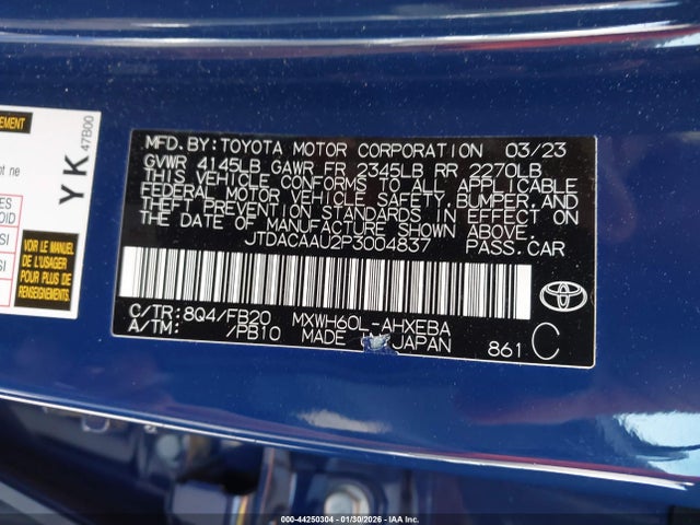 JTDACAAU2P3004837 Toyota Prius Le