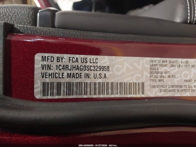 2025 Jeep Grand Cherokee Altitude X 4x4 მანქანა იყიდება აუქციონზე, vin: 1C4RJHAG0SC329958, აუქციონის ნომერი: 44250408