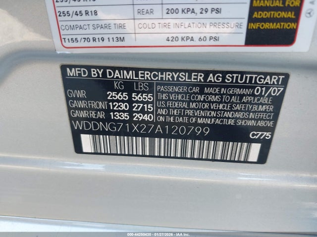 2007 MERCEDES-BENZ S 550 WDDNG71X27A120799 Photo 8