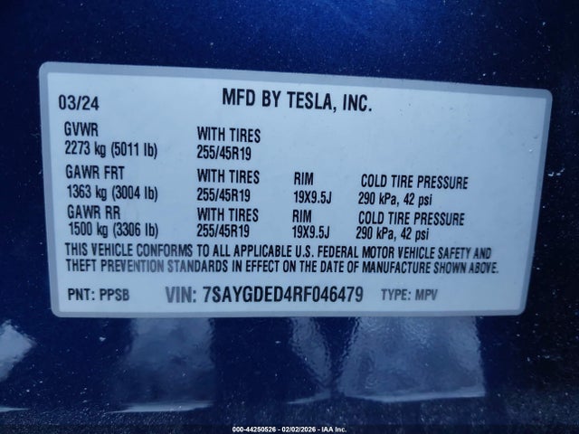 2024 TESLA MODEL Y 7SAYGDED4RF046479 Photo 8