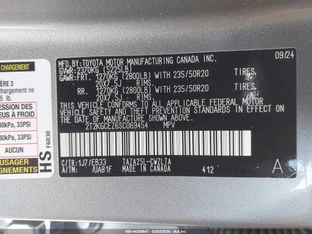 44250547 :رقم المزاد ، 2T2KGCEZ6SC069454 vin ، 2025 Lexus Nx 350 F Sport Handling مزاد بيع