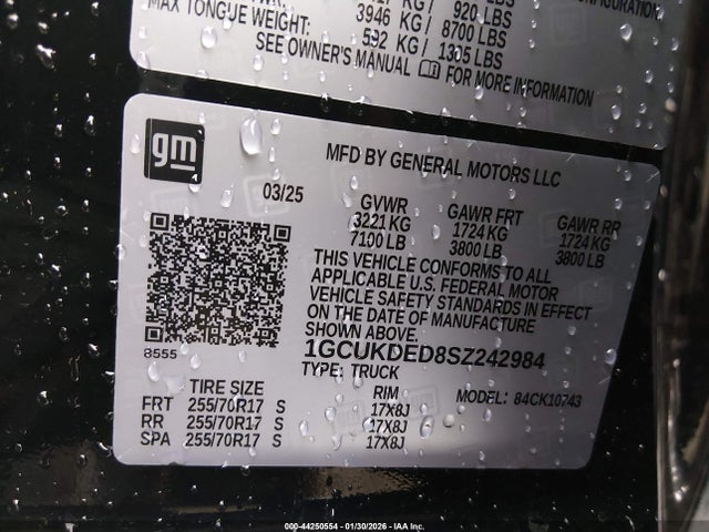 1GCUKDED8SZ242984 Chevrolet Silverado 1500 4wd Standard Bed Lt
