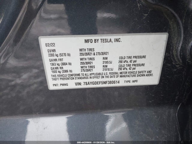 2022 TESLA MODEL Y 7SAYGDEF5NF380614 Photo 8