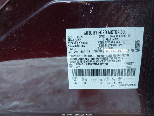 2FMPK4J9XRBA12578 Ford EDGE SEL