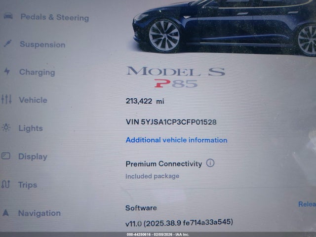 2012 TESLA MODEL S 5YJSA1CP3CFP01528 Photo 6