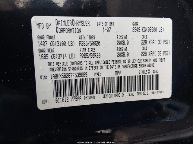 Продажа на аукционе авто 2007 Chrysler Aspen Limited, vin: 1A8HX58267F539689, номер лота: 44250623