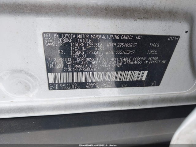 2T3K1RFV4KW006167 Toyota RAV4 LE