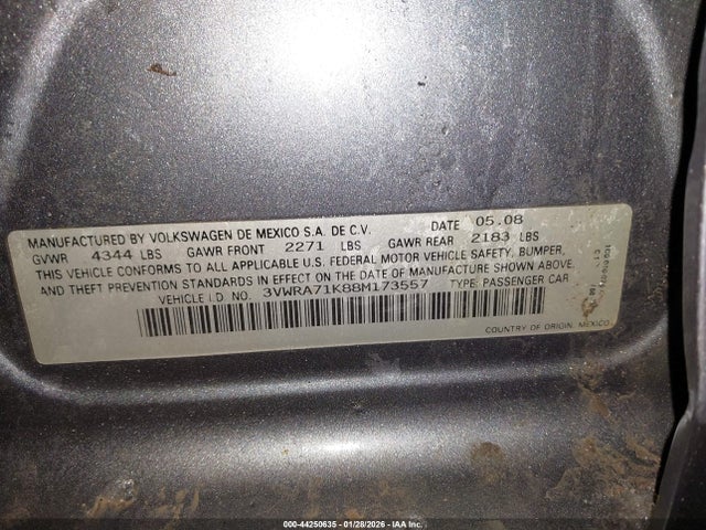 Продаж на аукціоні авто 2008 Volkswagen Jetta Wolfsburg Edition, vin: 3VWRA71K88M173557, номер лоту: 44250635