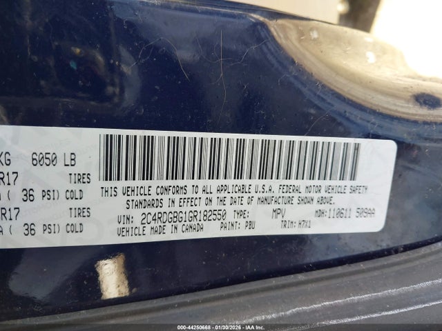 2C4RDGBG1GR182550 Dodge Grand Caravan Se