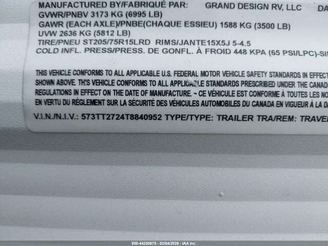 573TT2724T8840952 Grand Design Transcend