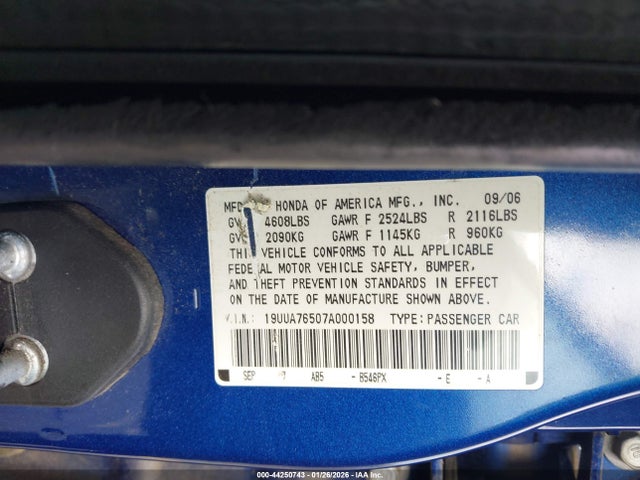 2007 ACURA TL 19UUA76507A000158 Photo 8