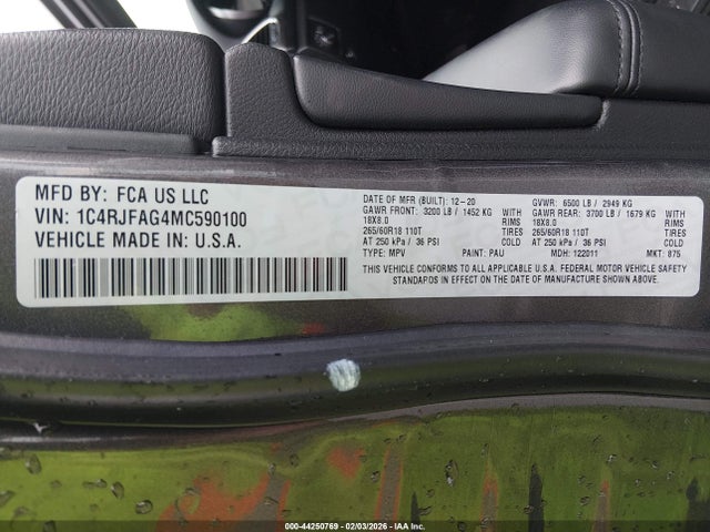 2021 JEEP GRAND CHEROKEE 1C4RJFAG4MC590100 Photo 8