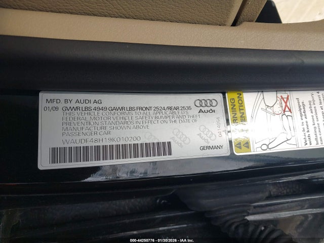 2009 AUDI A4 WAUDF48H19K010200 Photo 8