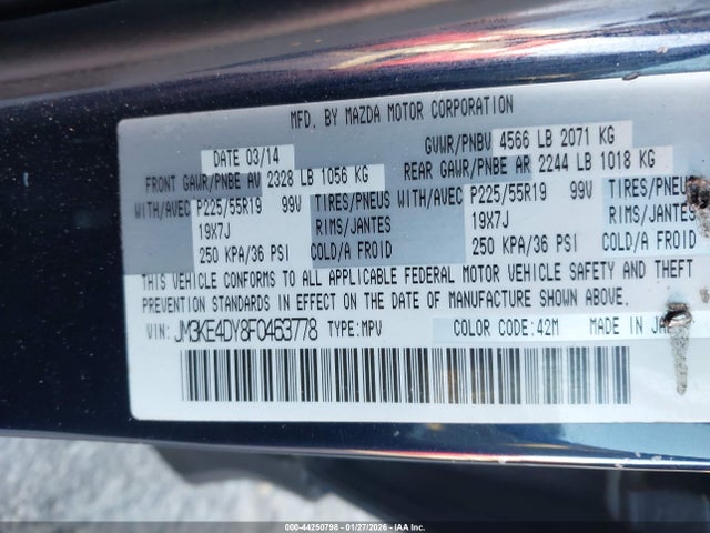 Продаж на аукціоні авто 2015 Mazda Cx-5 Grand Touring, vin: JM3KE4DY8F0463778, номер лоту: 44250798