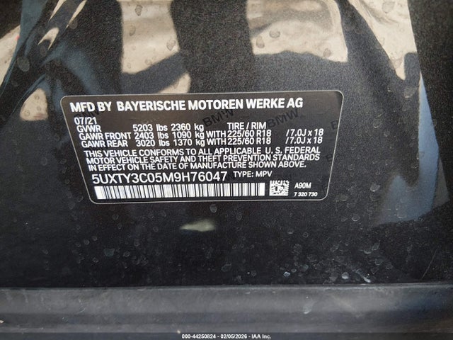 Продажа на аукционе авто 2021 Bmw X3 Sdrive30i, vin: 5UXTY3C05M9H76047, номер лота: 44250824