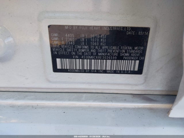 Продажа на аукционе авто 2014 Subaru Legacy 2.5i Premium, vin: 4S3BMBC68E3026599, номер лота: 44250859