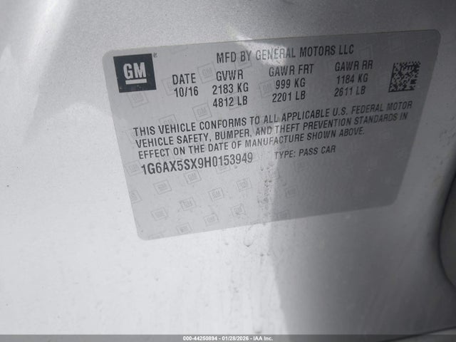 2017 CADILLAC CTS 1G6AX5SX9H0153949 Photo 8