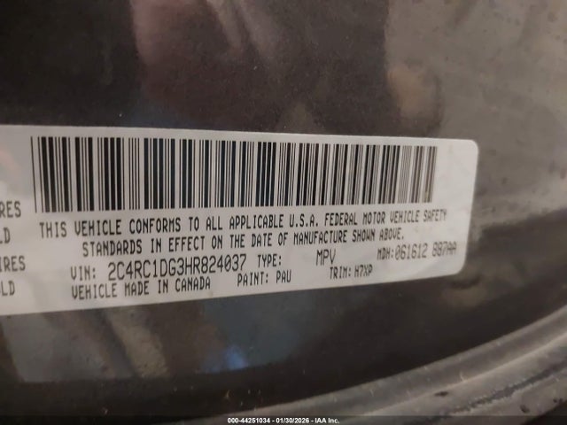 Aukcja sprzedaży 2017 Chrysler Pacifica Touring, vin: 2C4RC1DG3HR824037, numer aukcji: 44251034