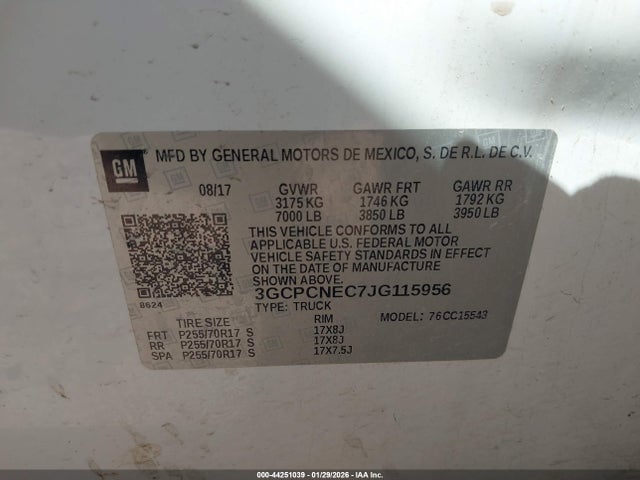 3GCPCNEC7JG115956 Chevrolet Silverado 1500 Wt