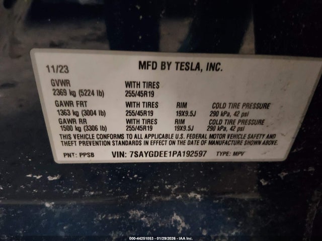 Aukcja sprzedaży 2023 Tesla Model Y Awd/long Range Dual Motor All-wheel Drive, vin: 7SAYGDEE1PA192597, numer aukcji: 44251053