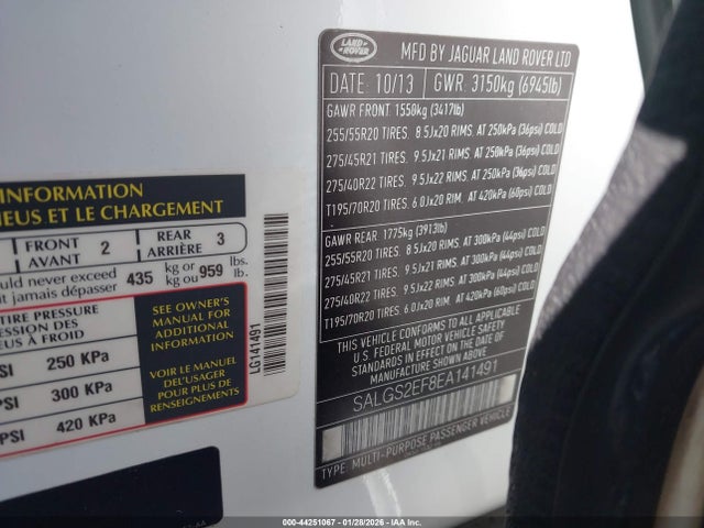 SALGS2EF8EA141491 Land Rover Range Rover 5.0l V8 Supercharged/5.0l V8 Supercharged Ebony Edition