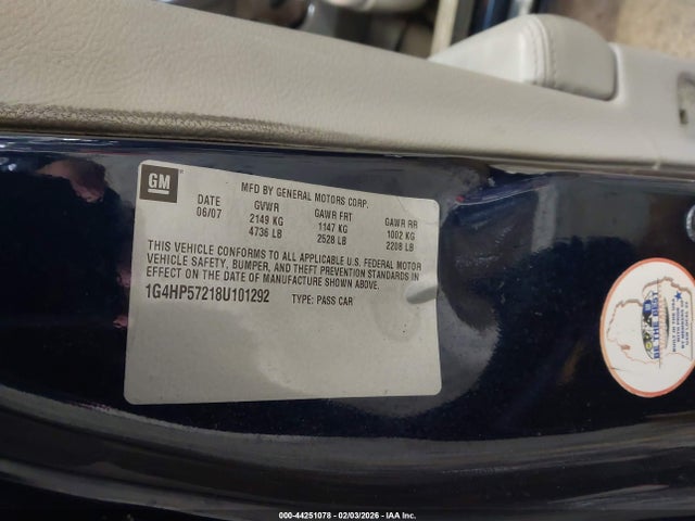 Aukcja sprzedaży 2008 Buick Lucerne Cx, vin: 1G4HP57218U101292, numer aukcji: 44251078