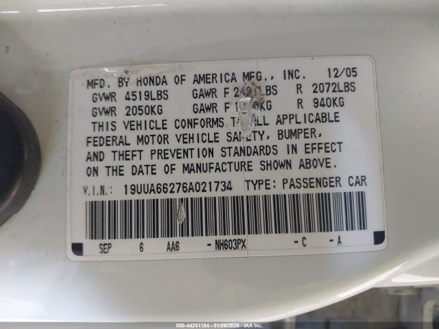 2006 ACURA TL 19UUA66276A021734 Photo 8