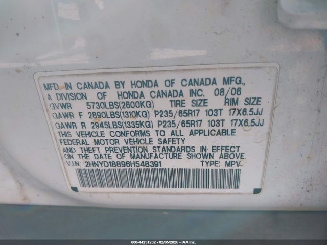 2006 ACURA MDX 2HNYD18896H548391 Photo 8