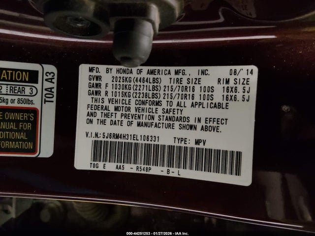 2014 HONDA CR-V 5J6RM4H31EL106331 Photo 8