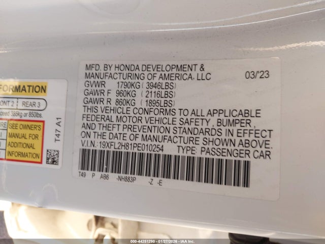19XFL2H81PE010254 Honda Civic Sport