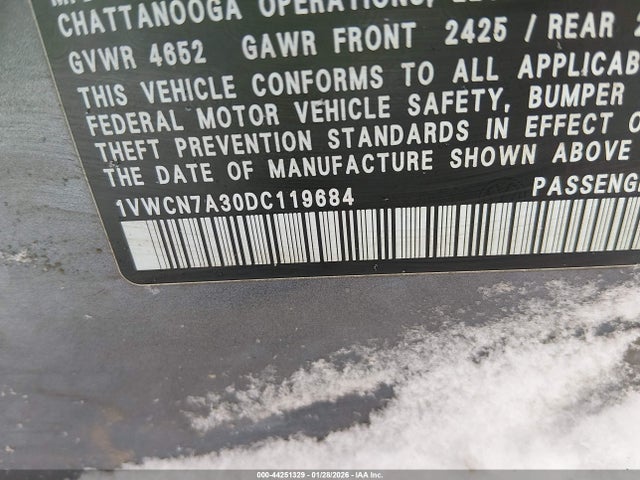 2013 VOLKSWAGEN PASSAT 1VWCN7A30DC119684 Photo 8