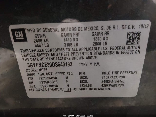 2013 CADILLAC SRX 3GYFNCE39DS543193 Photo 8