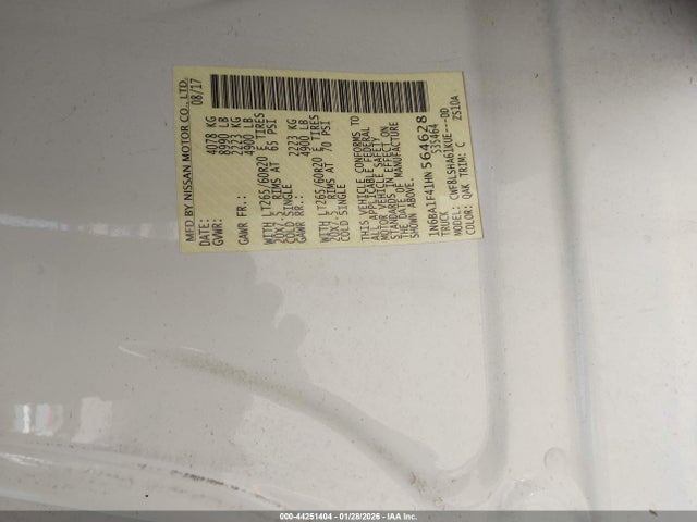 1N6BA1F41HN564628 Nissan Titan Xd Sv Diesel